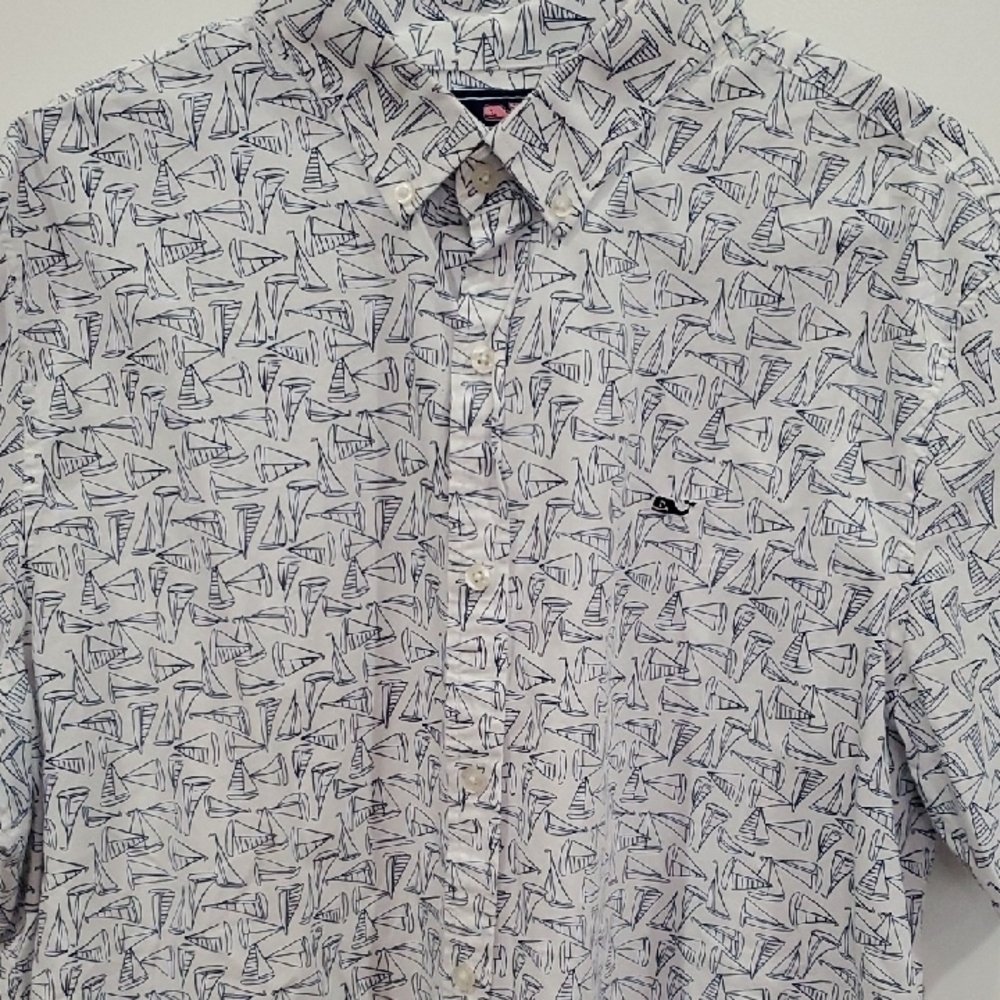 Vineyard Vines Slim Fit Whale Shirt Nautical Print Button-Down Shirt Xl